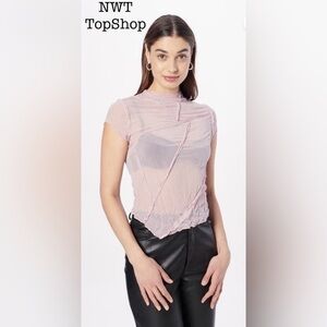 NWT Topshop Y2K Whimsigoth Sheer Grunge Top crinkled Texture Super Soft size XS